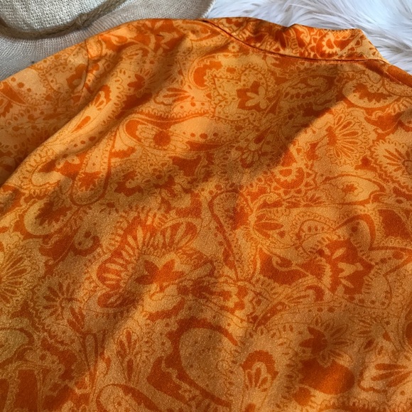 1970s Vintage Floral Groovy Collared Short Sleeve - Picture 8 of 10